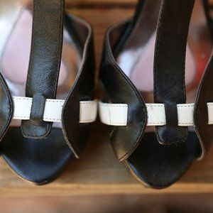Black and White T-Strap Heels